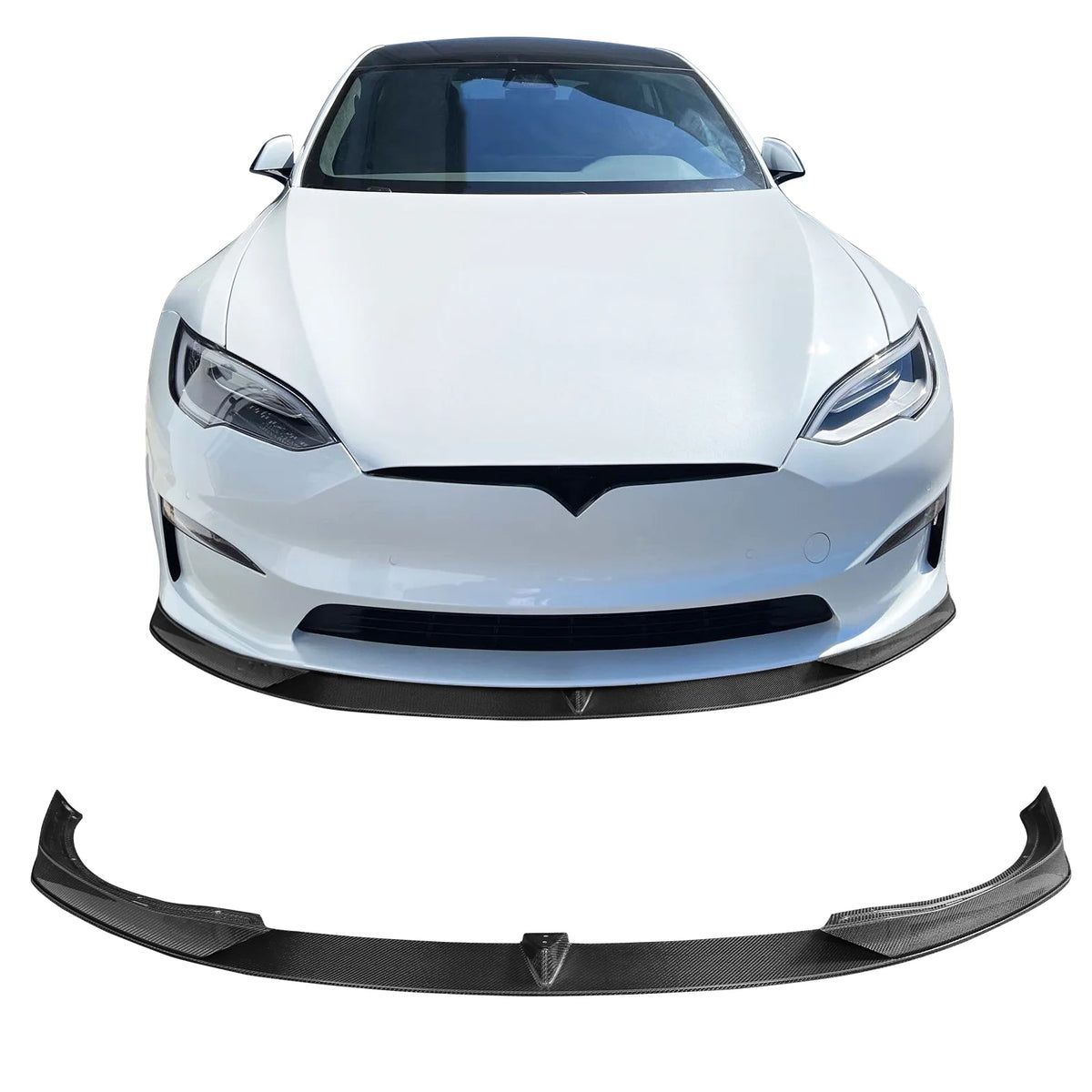 Gloss Black Front Bumper Lip for Tesla Model S Sedan 4-Door 3PCS L1567