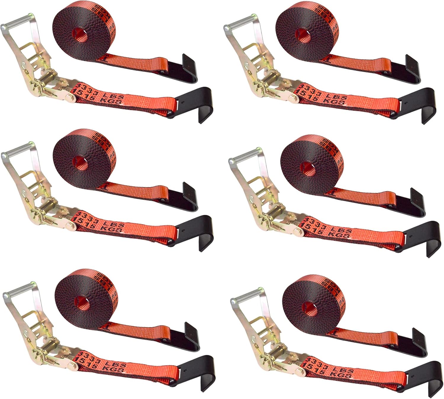 2” x 30’ Yellow Ratchet Straps (8 Pack) L916