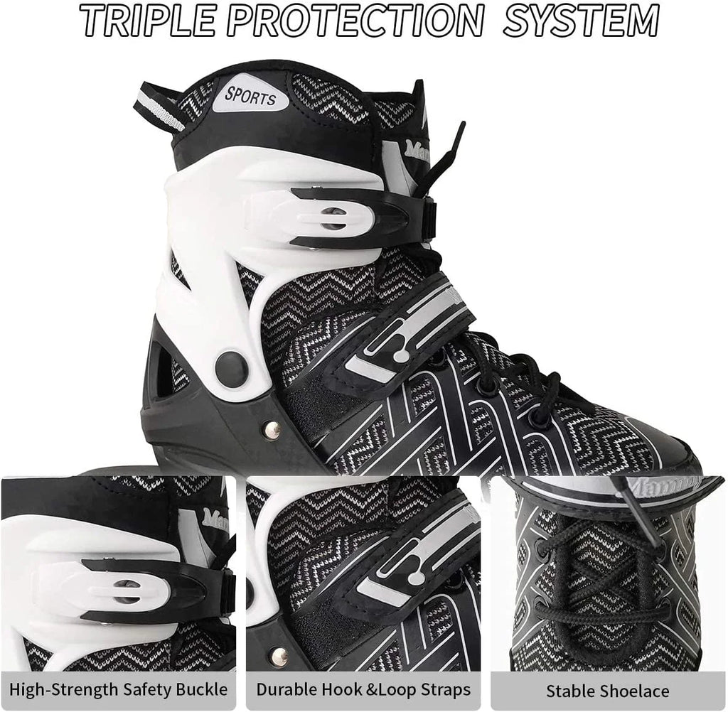 Black Adjustable Kids Inline Skates Q544316