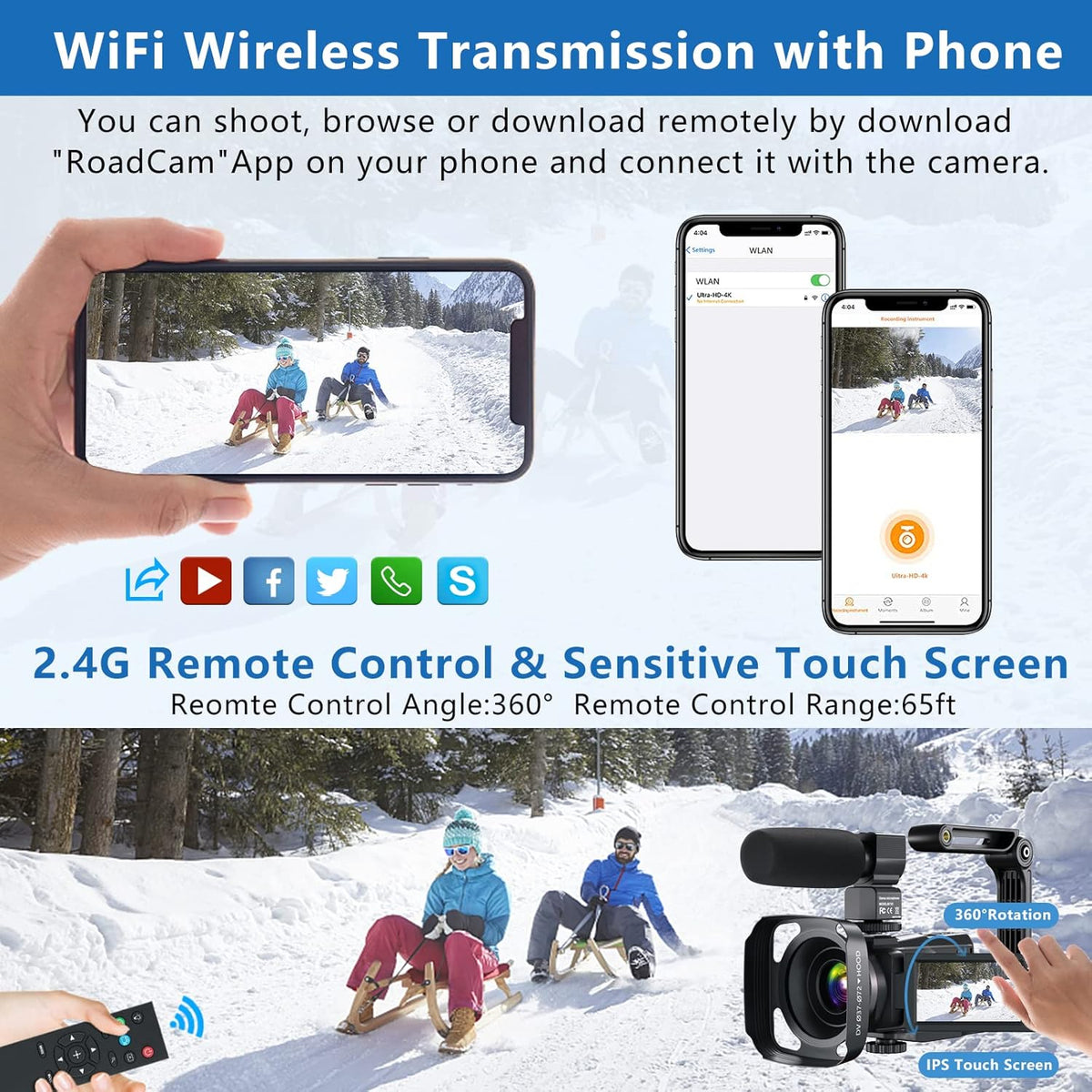 4K 48MP WiFi Vlogging Camera with Touch Screen IR Night Vision K8613