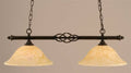 Two Light Island Dark Granite Finish with Italian Marble Glass W3565