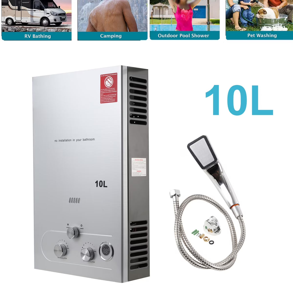 10L 20KW LPG Propane Instant Gas Water Heater with Shower Head Kit W453042