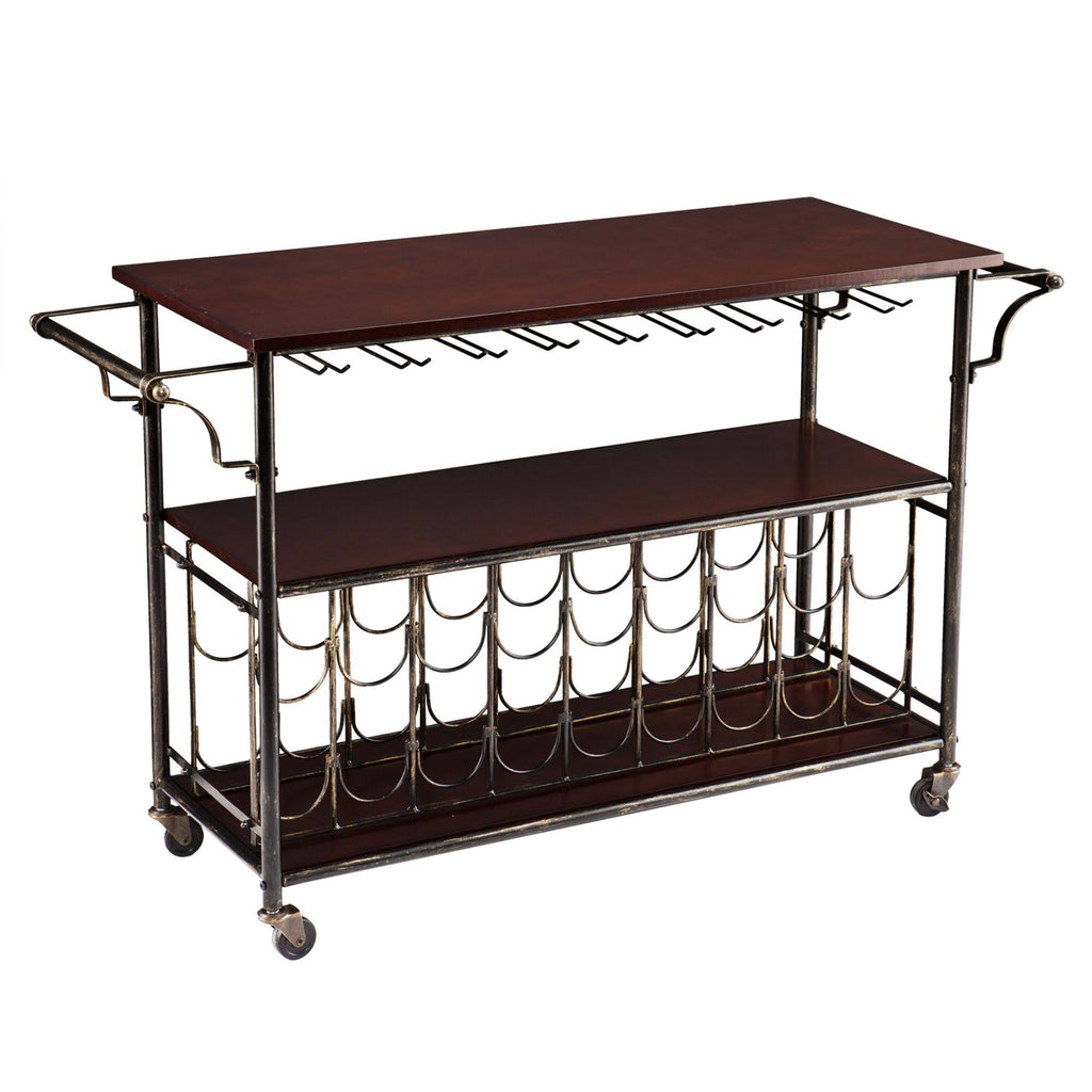 Black and Coffee Brown Rectangular Bar Cart J435