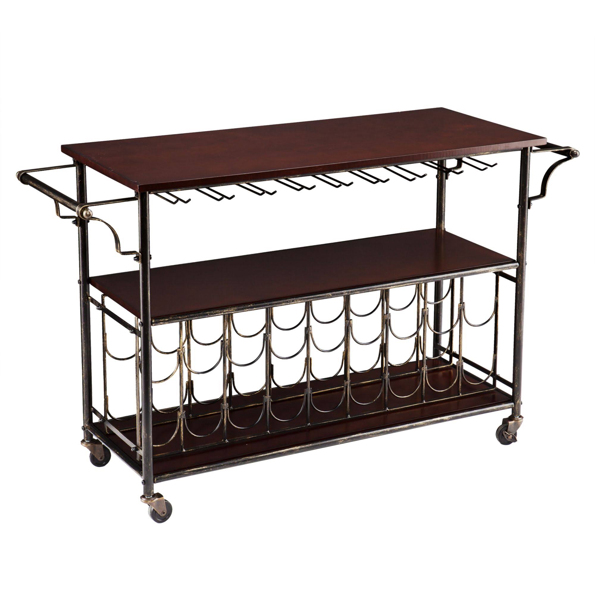 Black and Coffee Brown Rectangular Bar Cart J435