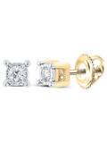 10kt Yellow Gold Mens Round Diamond Stud Earrings 1/10 Cttw G726