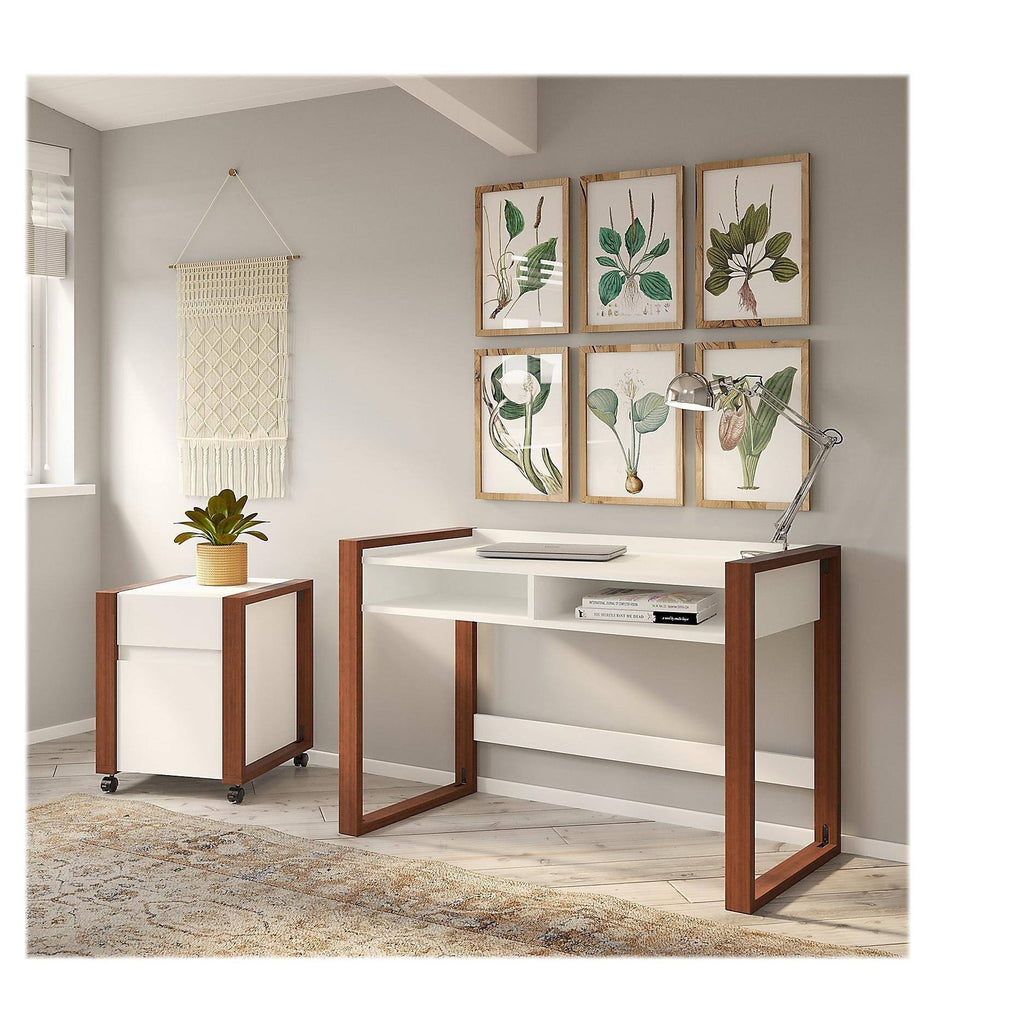White Writing Desk with 2 Drawer Mobile File Cabinet W229194