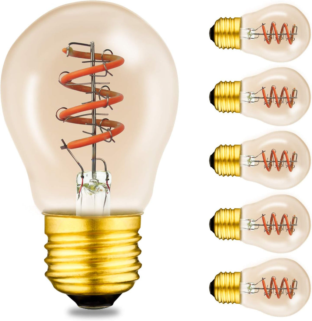 12 Pack Dimmable LED Edison Bulbs, E12 Base, 3W, Warm White 2200K, Amber Glass, Candle Bulb O95223