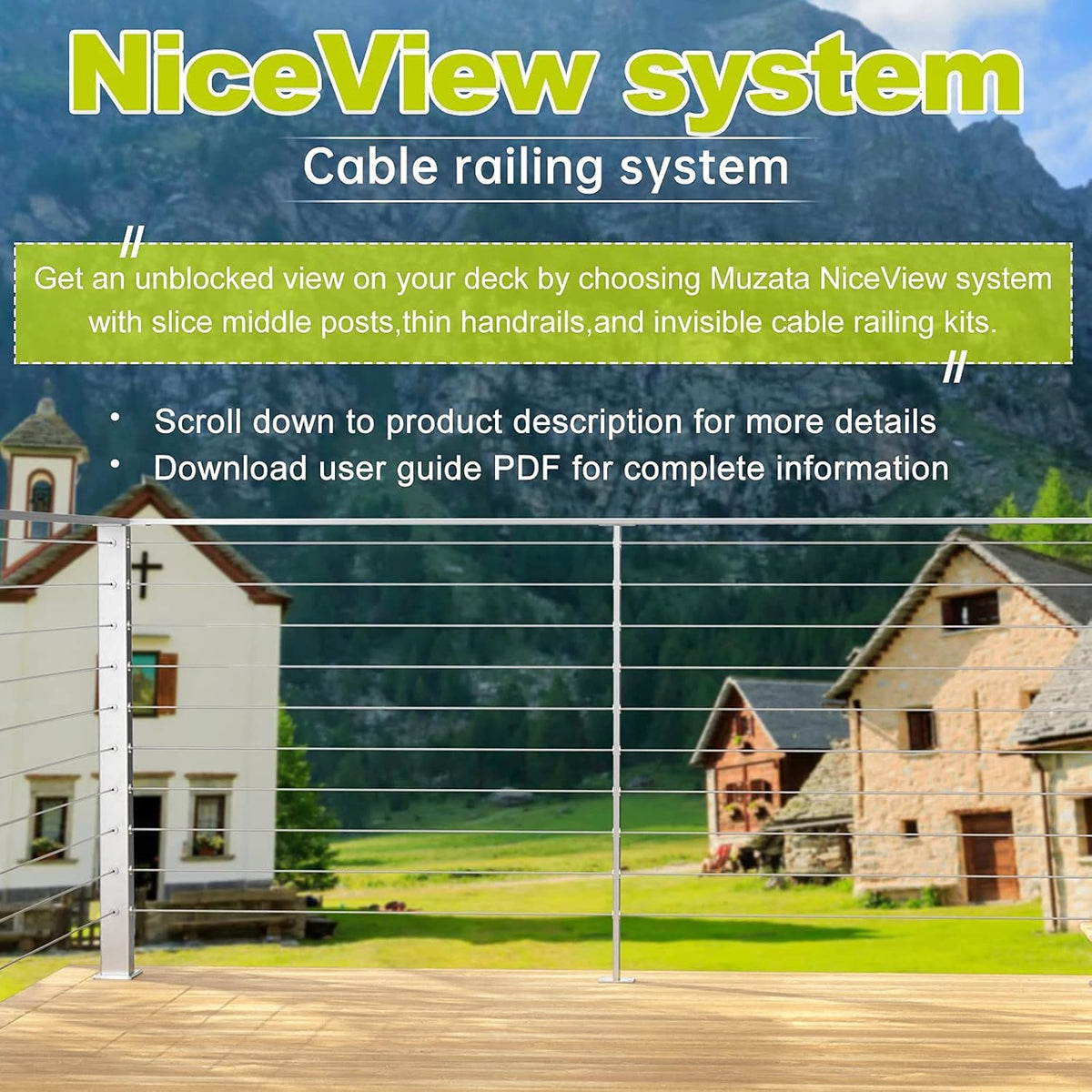 1/8 Invisible Cable Railing Kit with Turnbuckle Swage Threaded Stud and Stemball F4207