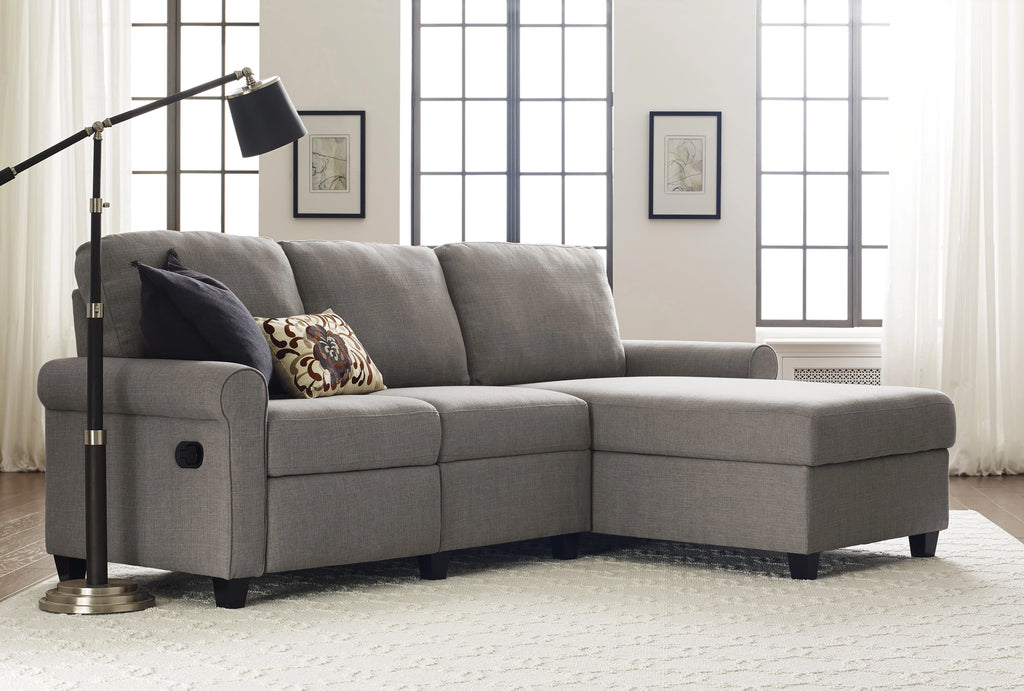 Gray Reclining Sectional with Storage Chaise N3746