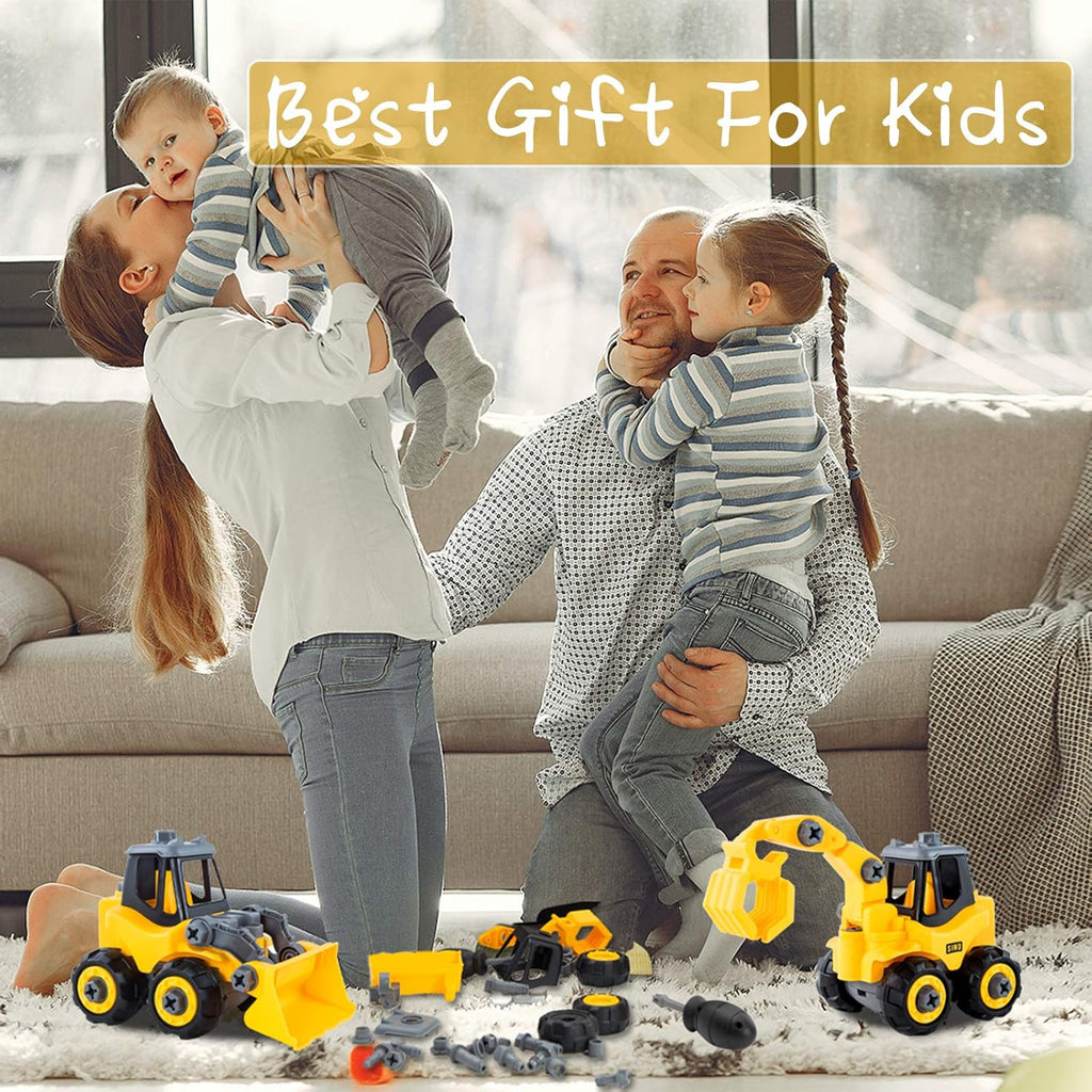 3 in 2 Construction Truck STEM Building Excavators Bulldozers Play Set N23048