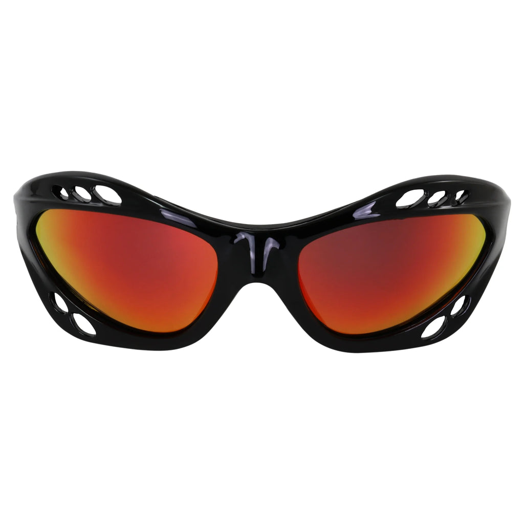 3 Pairs Padded Polarized Sunglasses with Strap Black Frame Blue Red Pink Mirror Lenses U350431