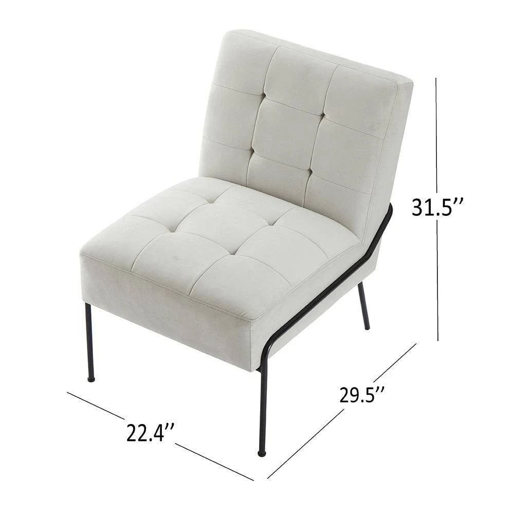 Grey Pintuck Armless Accent Chair N583