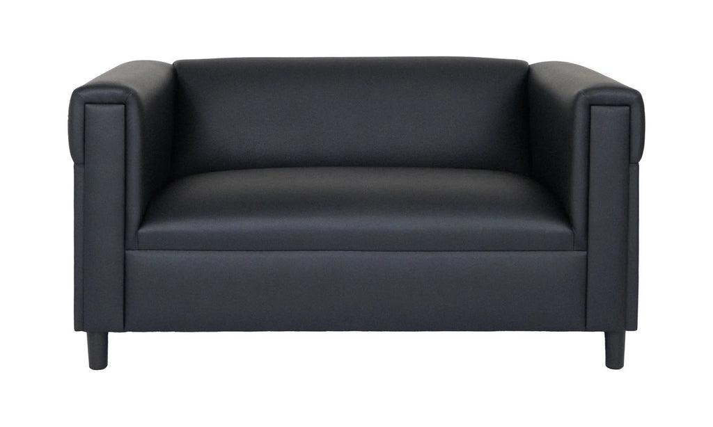 Black Faux Leather Love Seat Sofa U56319