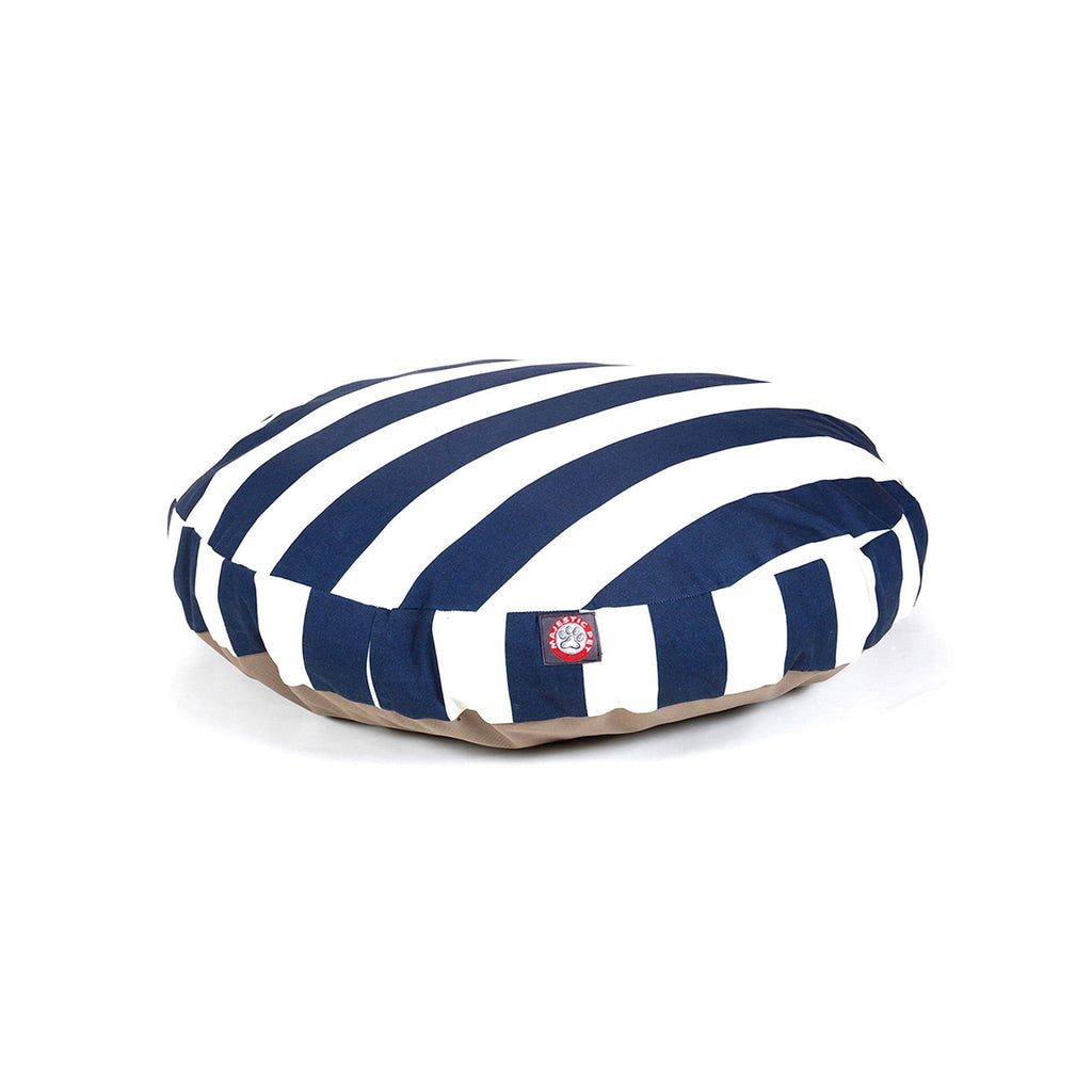 Navy Blue Vertical Stripe Medium Round Pet Bed X338