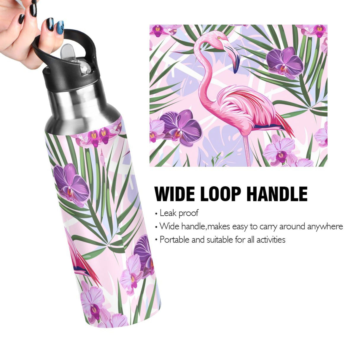 20 oz Insulated Stainless Steel Water Bottle with Straw Lid M122673