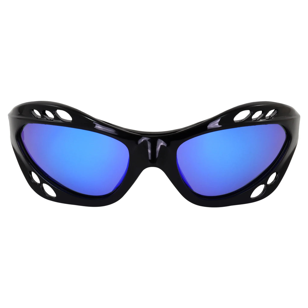 3 Pairs Padded Polarized Sunglasses with Strap Black Frame Blue Red Pink Mirror Lenses U350431