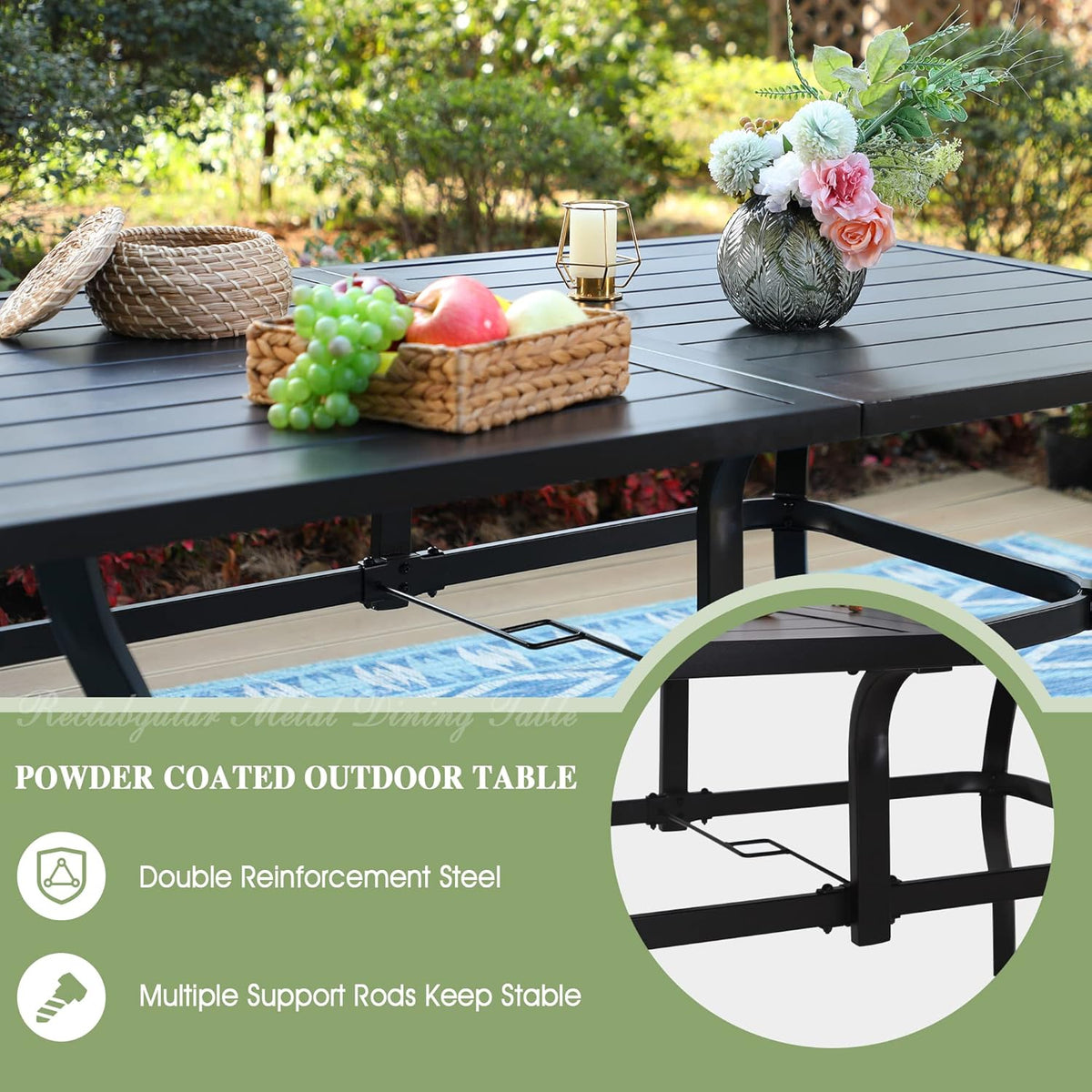 Black 60" x 38" Rectangular Patio Dining Table F7268