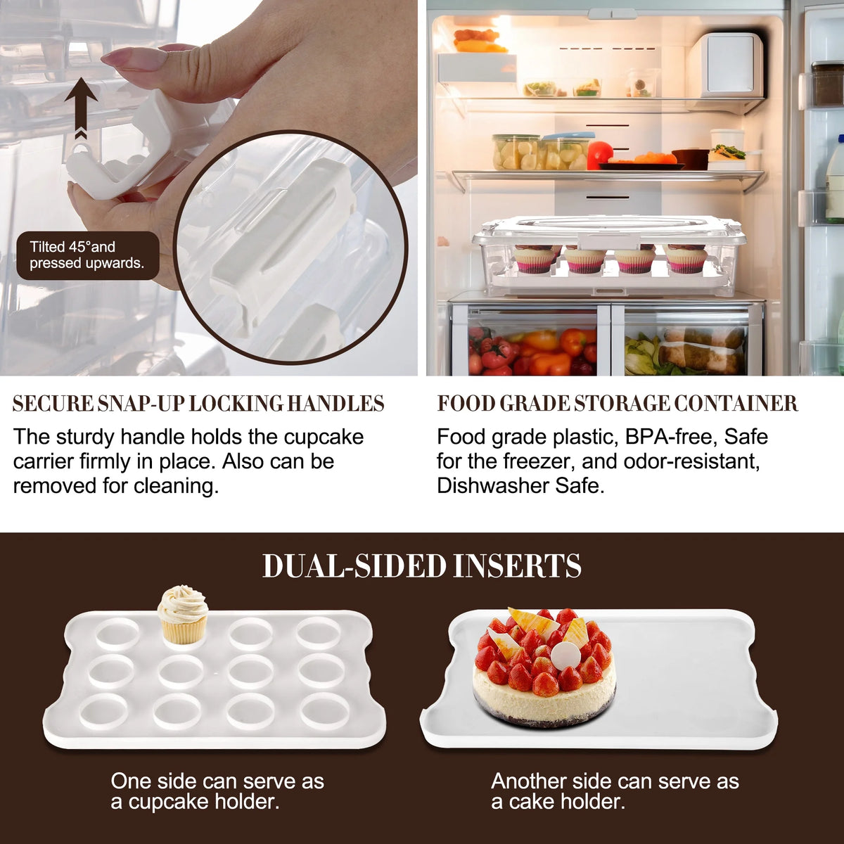 3-Tiers Cupcake Carrier White with Lid And Handle W198197