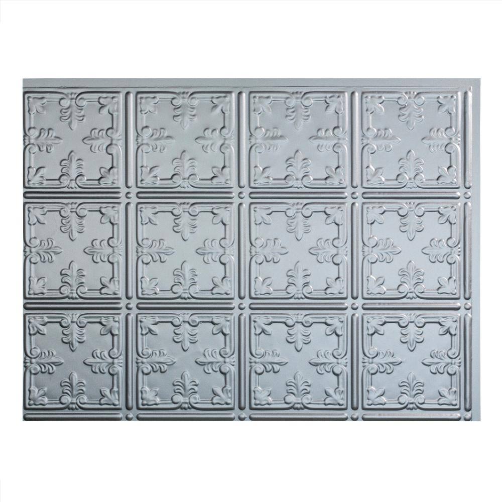10 Decorative Vinyl Backsplash Panel 18in x 24in Argent Silver (5 Pack) T65838