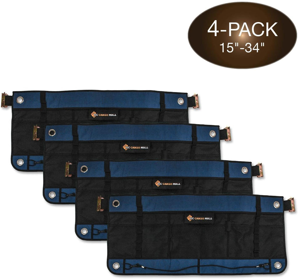 E-Track Hanging Trailer Organizers with Mesh Pockets, 34 in Long x 15 in Tall, 4-Pack O877958