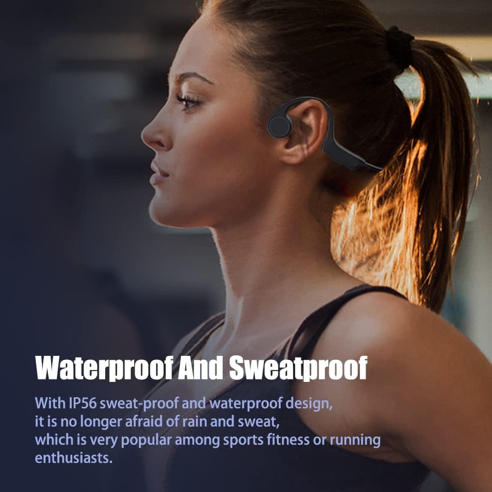 Bone Conduction Open Ear Headphones, IP56 Waterproof Sweatproof, Bluetooth 5.2 with Mic, 8 Hours Battery Life, Pack of 2 G805035