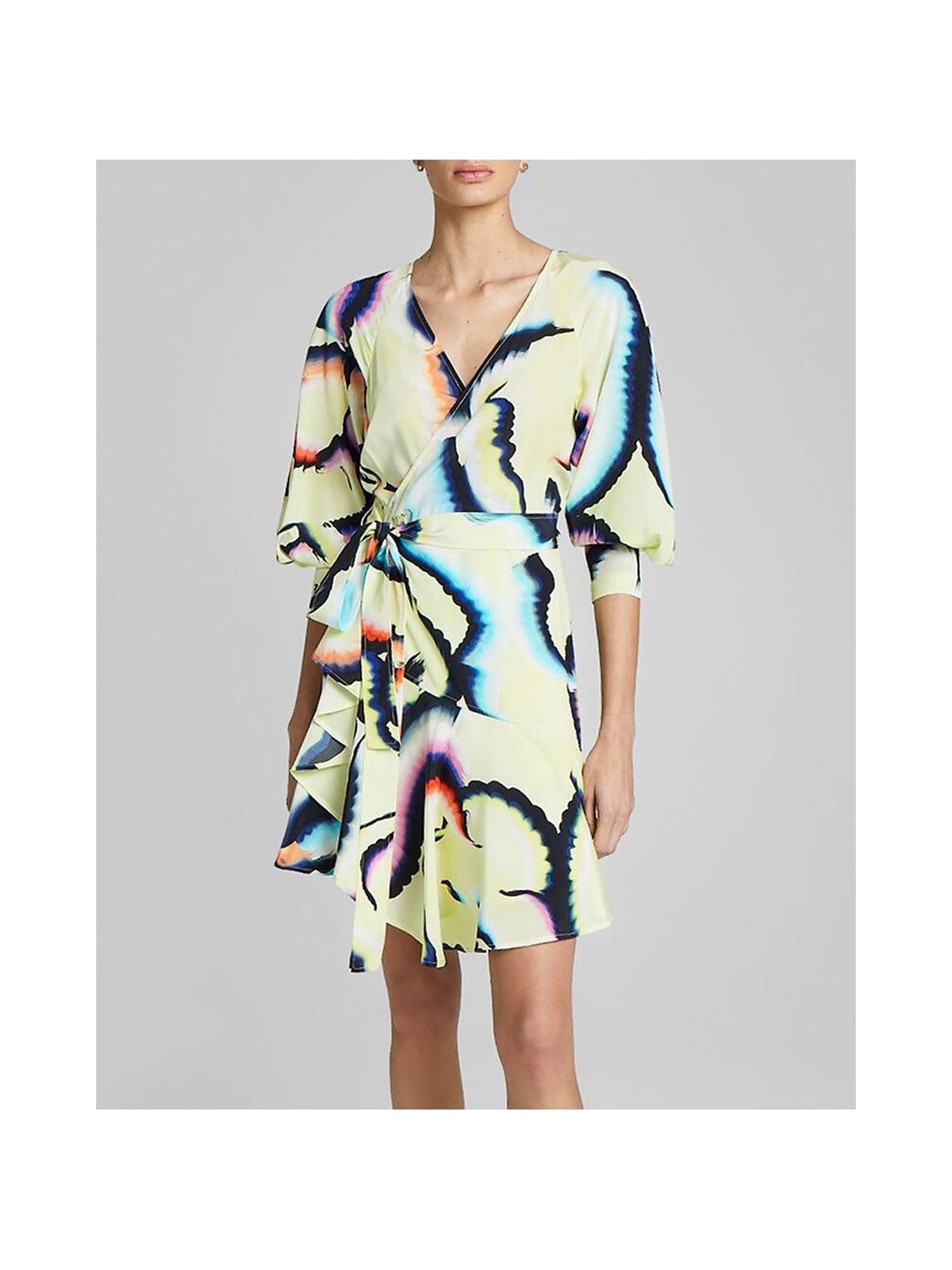 Yellow Tie Sheer Wrap Dress Y737885