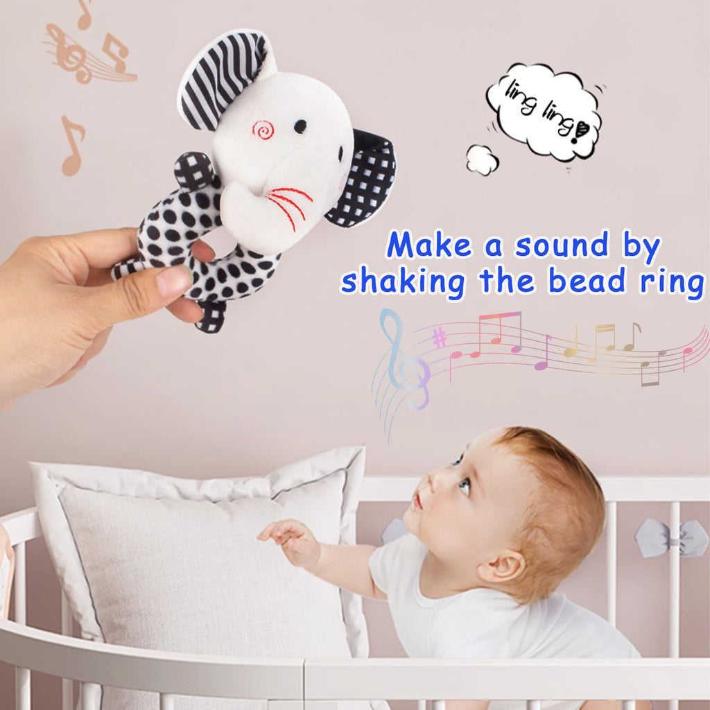 Elephant & Fox Plush Rattles Teether Rings for Infants 0 3 6 Months Z723735