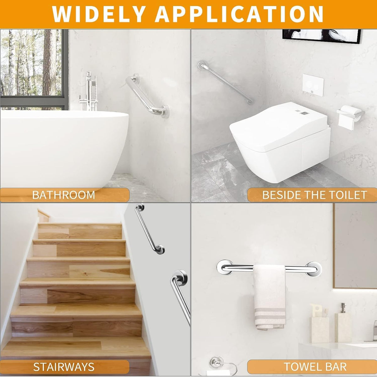 2 Pack Brushed Nickel SUS304 Safety Bathroom Grab Bars with Concealed Screws L983305