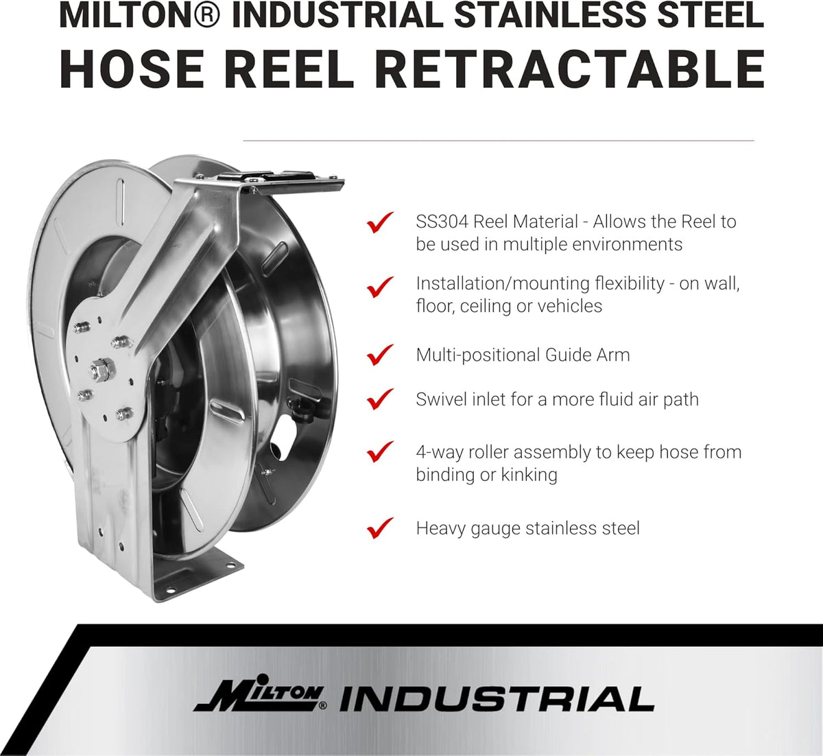 Industrial Stainless Steel Retractable Hose Reel E69129