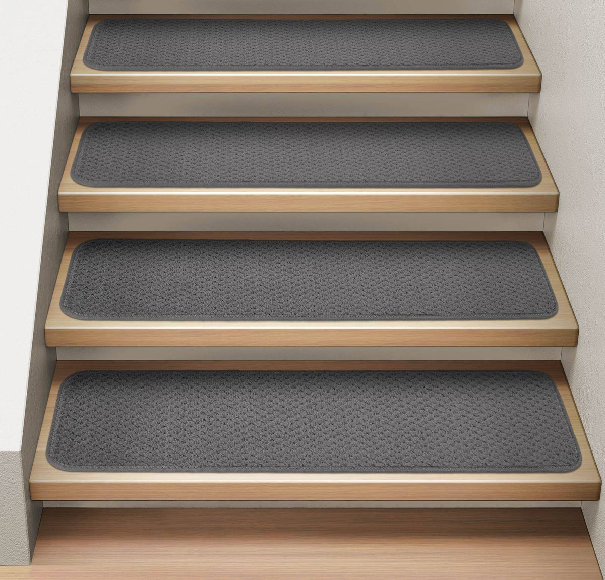 Set of 15 Gray Carpet Stair Treads A47167