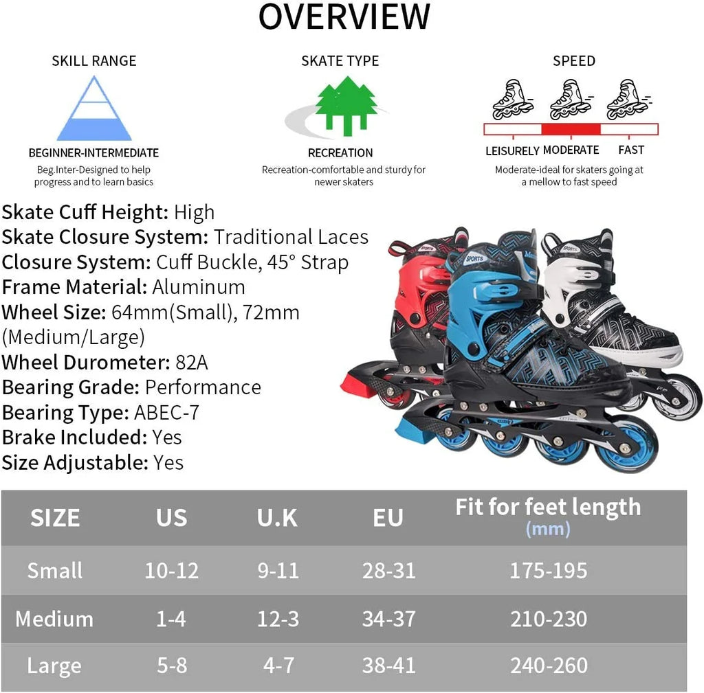 Black Adjustable Kids Inline Skates Q544316