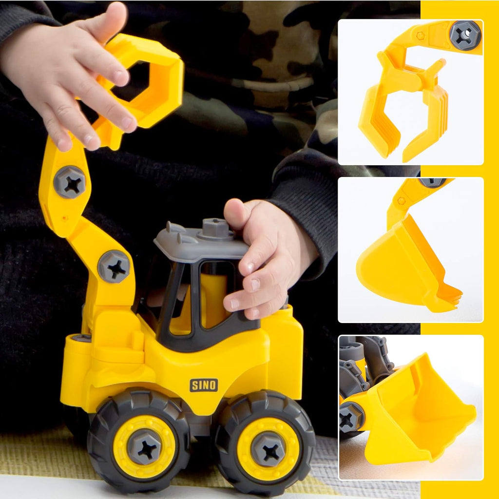 3 in 2 Construction Truck STEM Building Excavators Bulldozers Play Set N23048