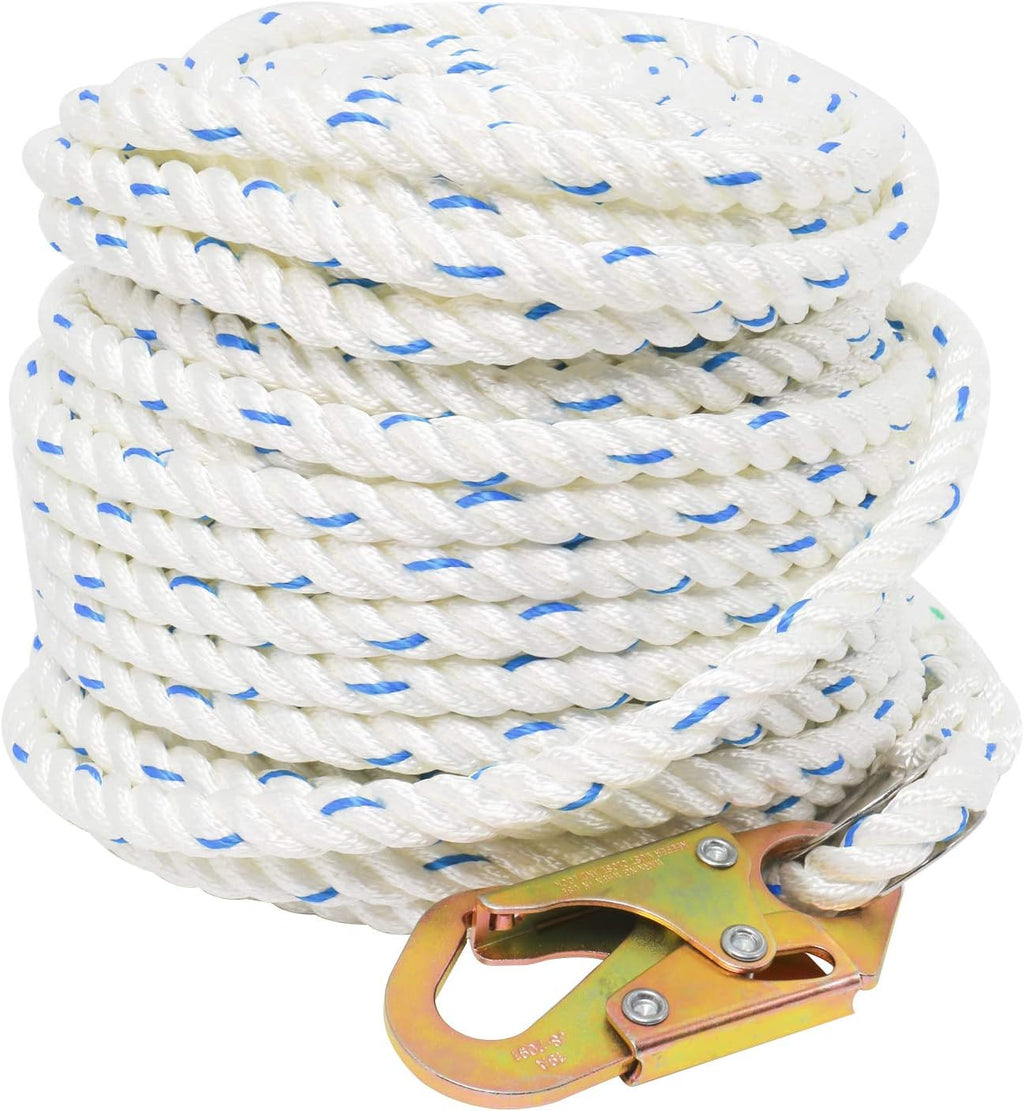 5/8 Inch 100ft Fall Protection Vertical Lifeline Rope with Snap Hook E388517