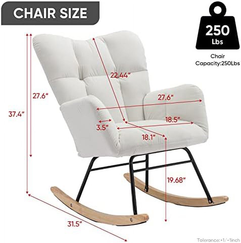 Ivory Teddy Velvet Rocking Accent Chair U546251