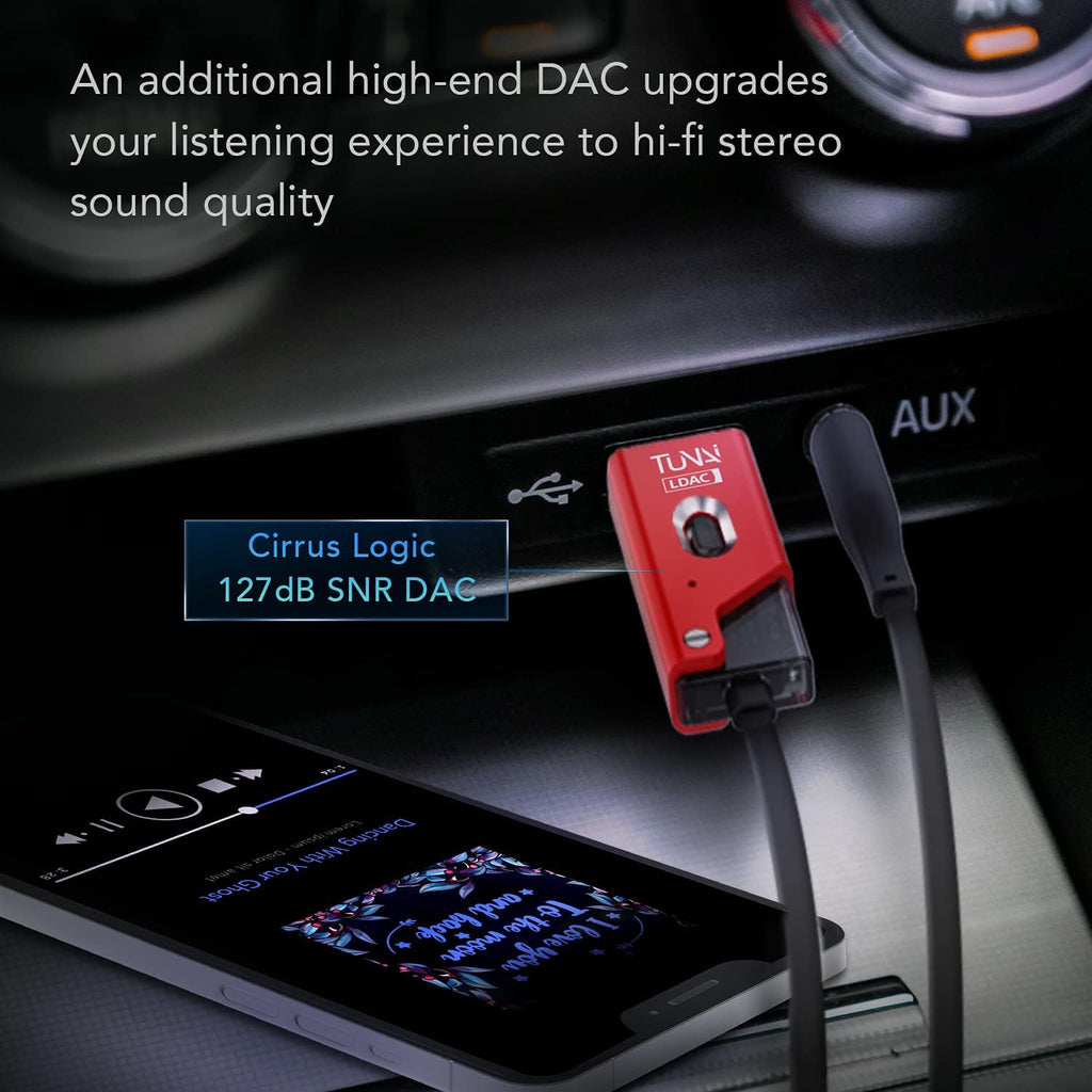 Black Bluetooth 5.0 Receiver with USB DAC 3.5mm AUX, Pack of 2 B669