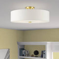 5-Light Semi Flush Mount Fixture Satin Brass Off-White Y34610