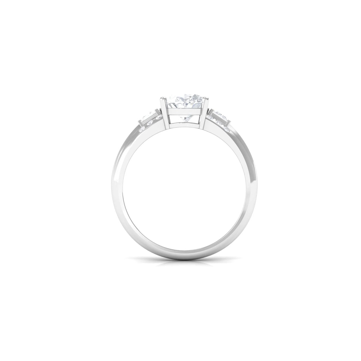 925 Sterling Silver Oval Zircon Engagement Ring W534