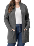 Plus Size Open Front Long Sleeves Kimono Cardigan A654