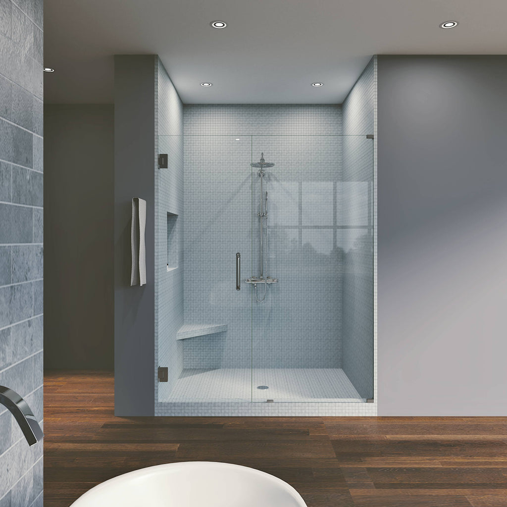 Brushed Nickel Frameless Hinged Shower Door T98222