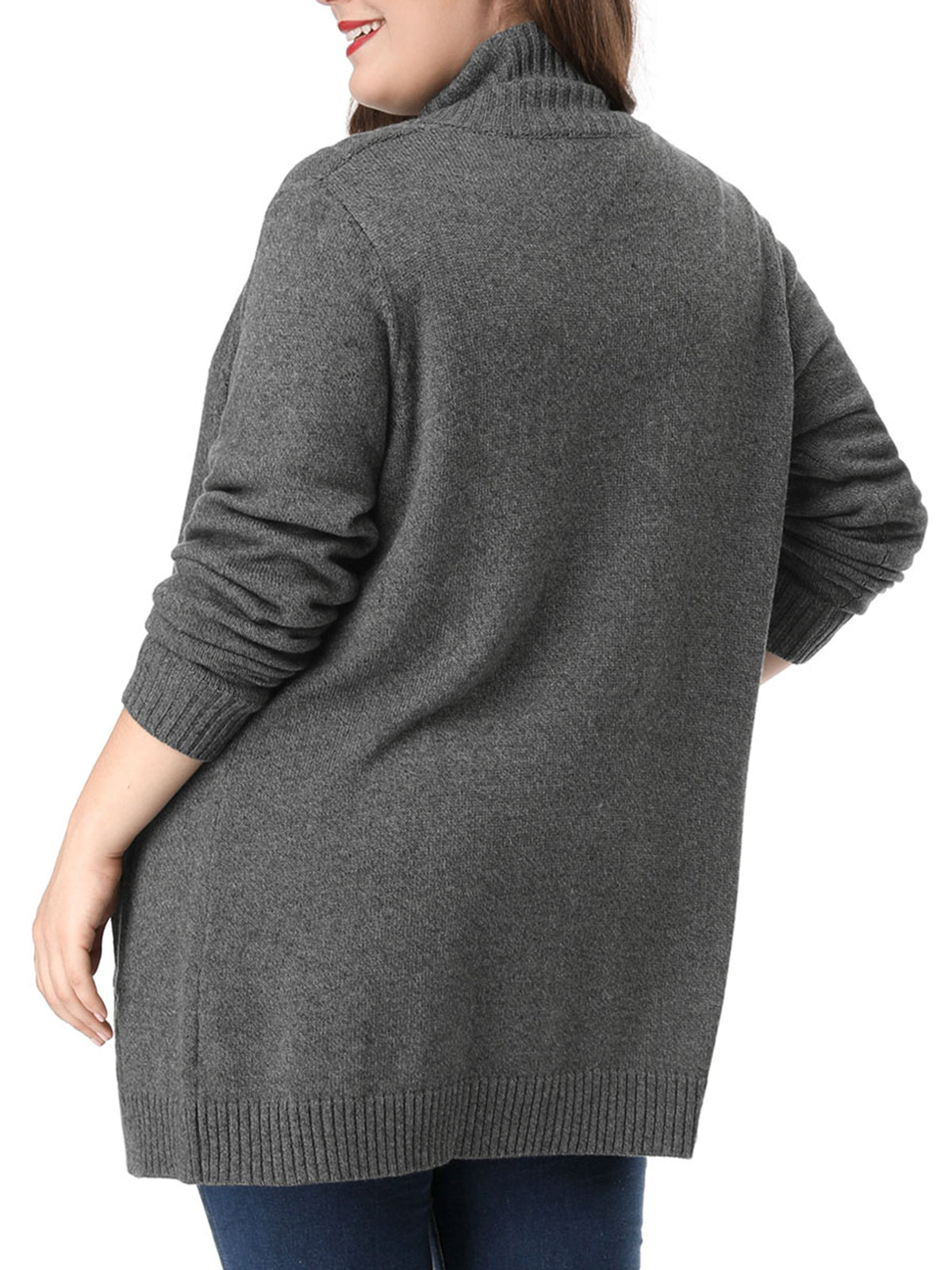 Plus Size Open Front Long Sleeves Kimono Cardigan A654