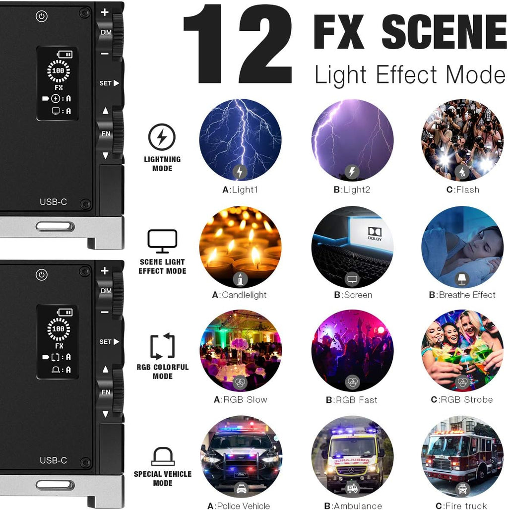 RGB Video Light with Rechargeable Battery LED Camera Light Panel W340081