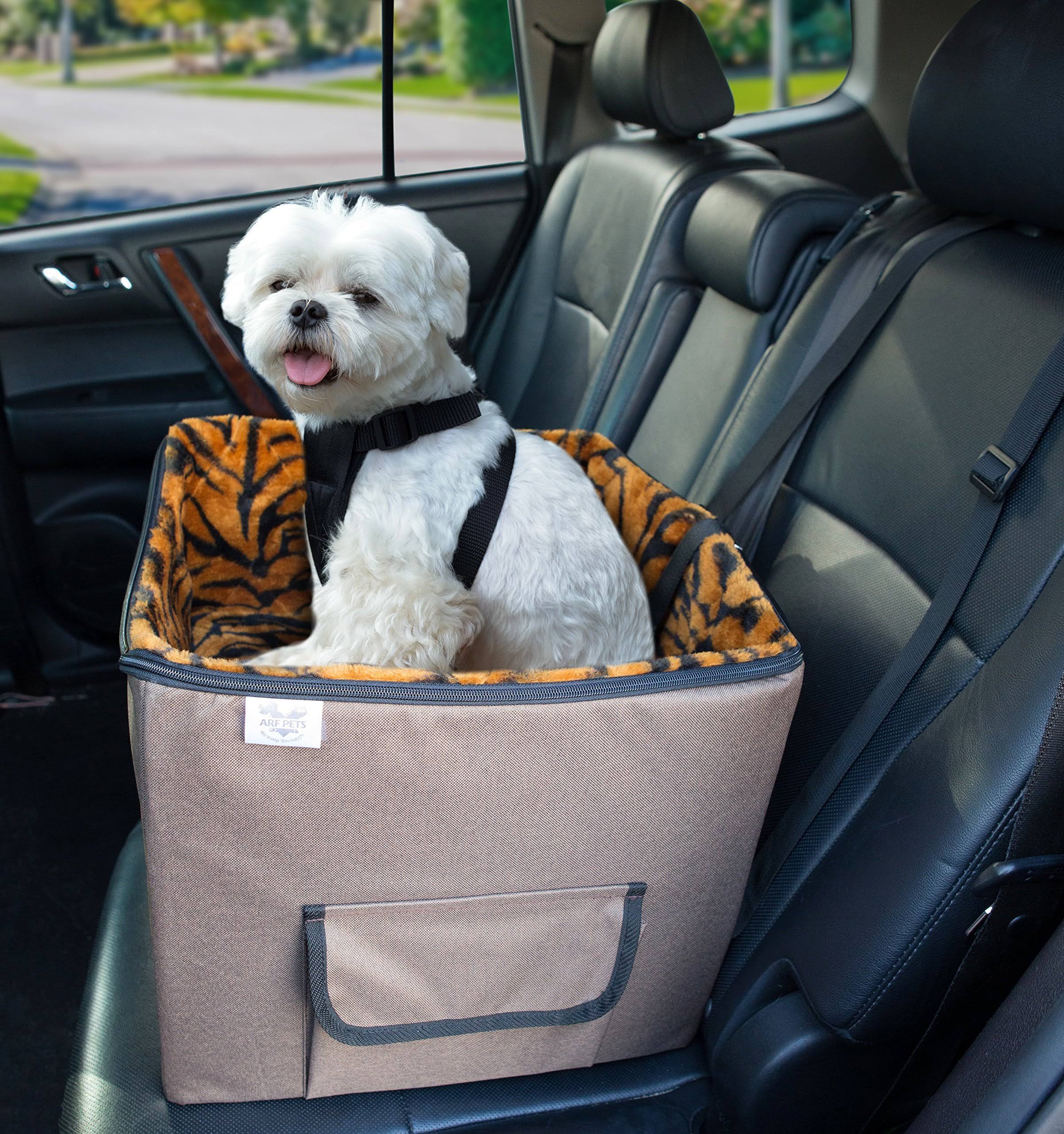 Pet Car Seat with Adjustable Straps, Solid Foam Base, Attached Tether Strap U289