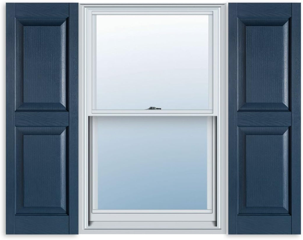 15 Inch x 59 Inch Raised Panel Exterior Vinyl Shutter, Bedford Blue (Pair) Pack of 2 G611