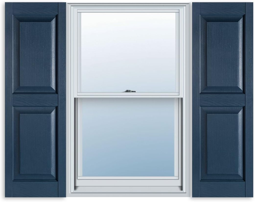 15 Inch x 59 Inch Raised Panel Exterior Vinyl Shutter, Bedford Blue (Pair) Pack of 2 G611