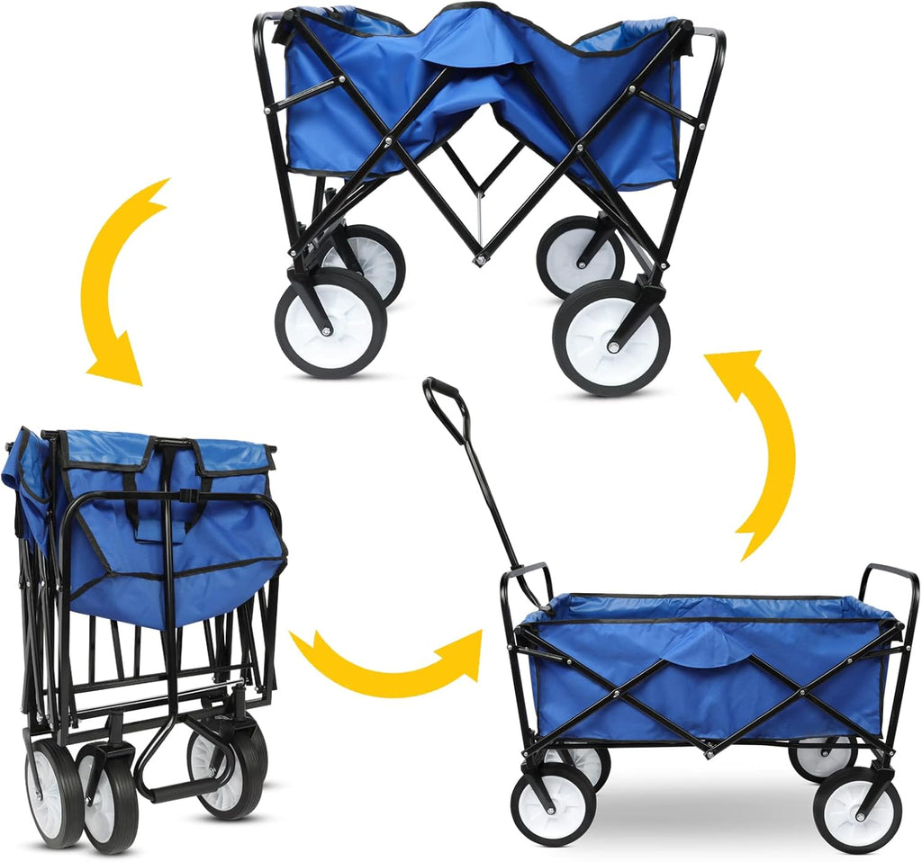 Blue Collapsible Folding Wagon Cart with Wheels Z555