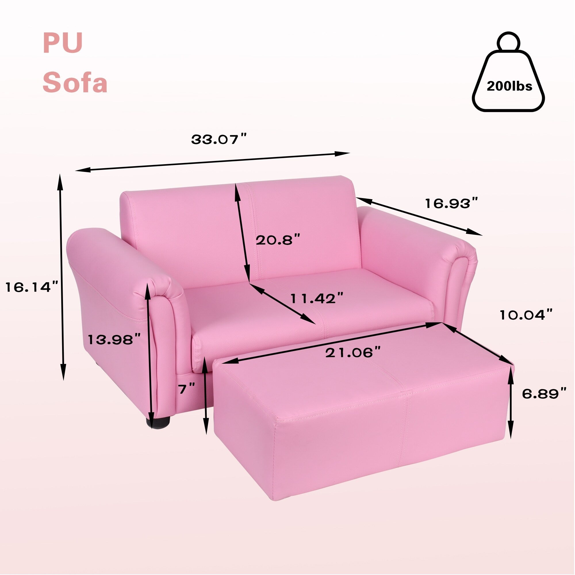 Pink Kids PU Sofa D41044