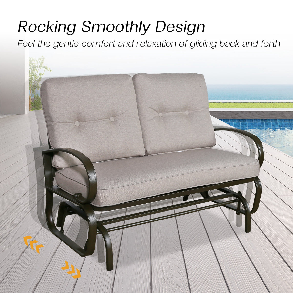 Beige 2-Person Outdoor Steel Glider Chair C71148