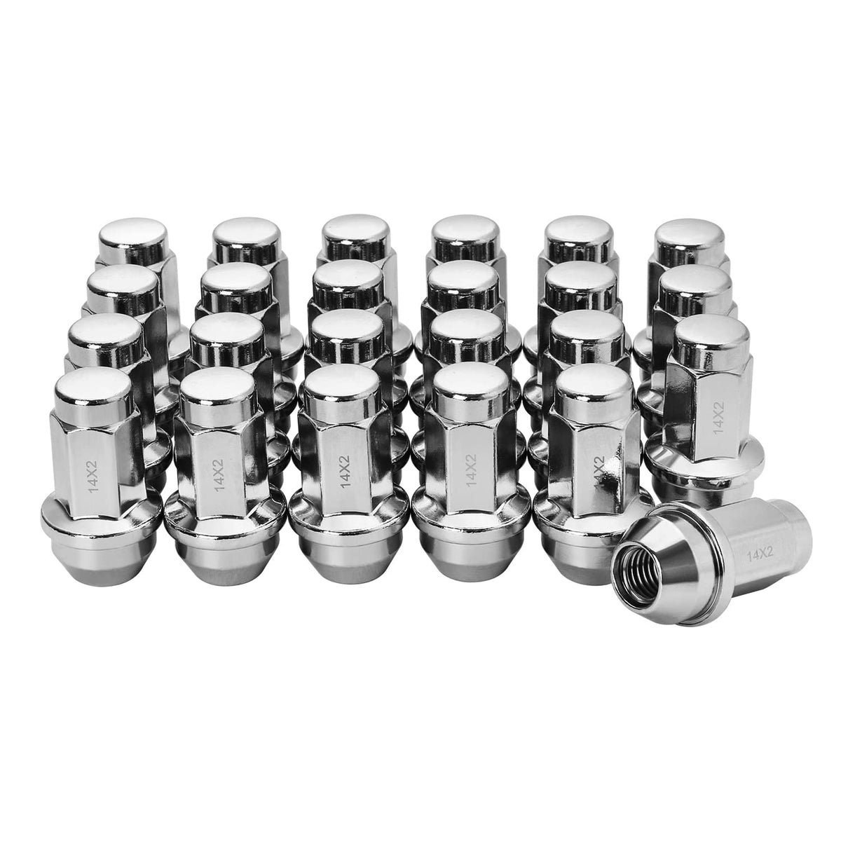 24pcs Chrome Cone Seat Lug Nuts M14x2.0 P45084