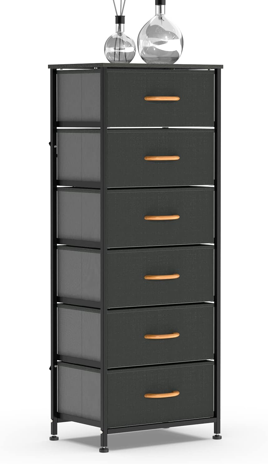Gray 6 Drawer Fabric Dresser Tower F8254