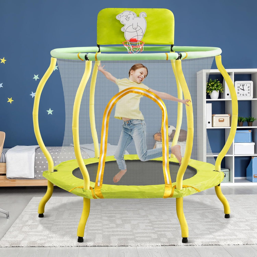 Portable Foldable Trampoline with Adjustable Handle, 40" Max Load 330lbs, Yellow S2855